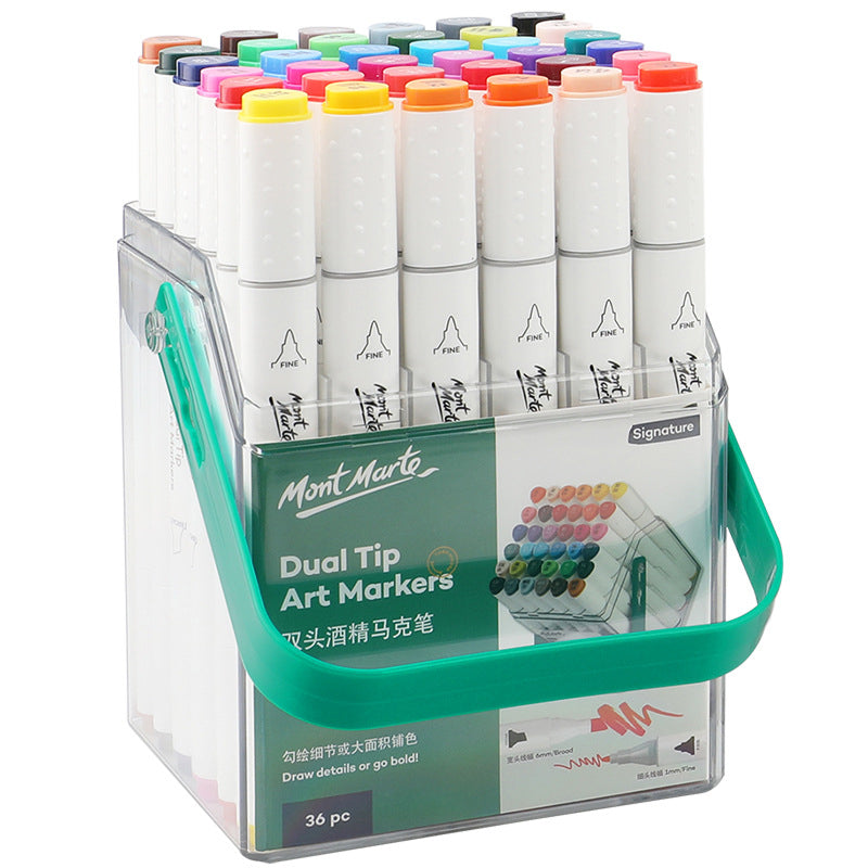 120-color alcohol-based markers with round handles, box