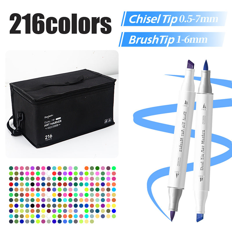 216-color double-ended alcohol markers, large capacity doodle pen