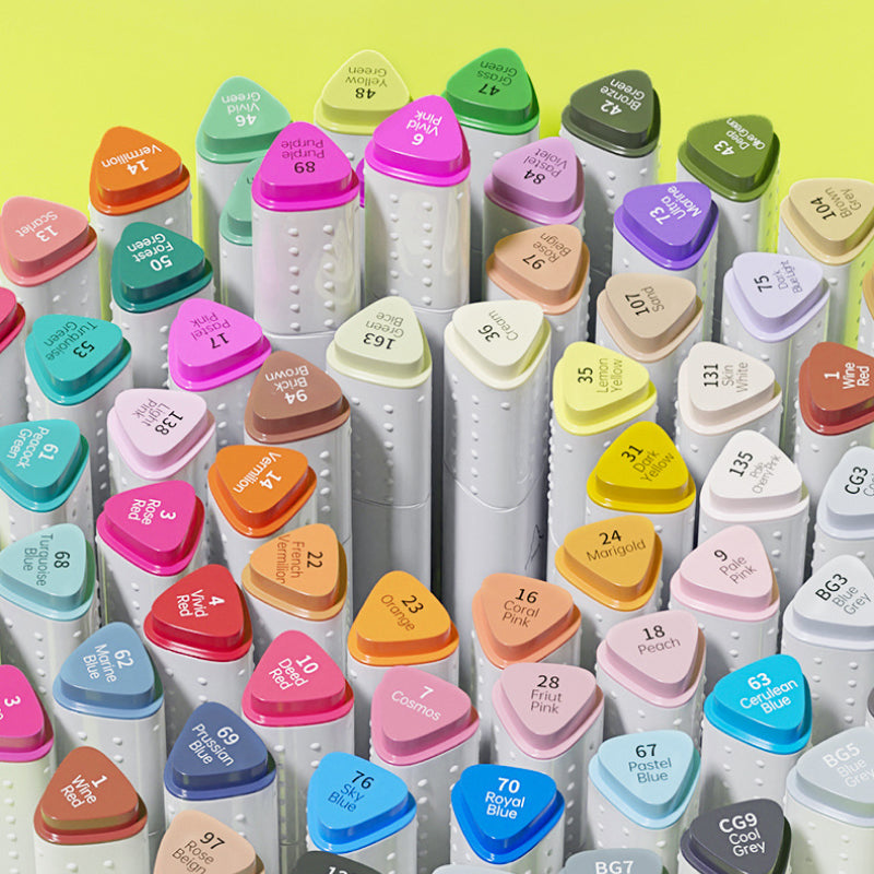 120-color alcohol graffiti marker set with a triangular handle