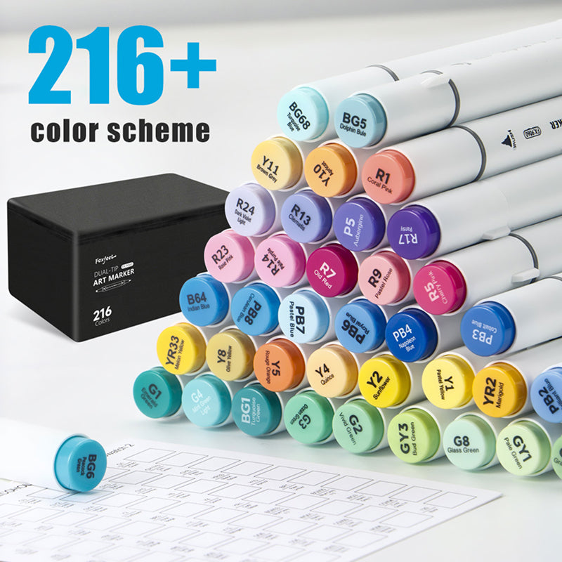 216-color double-ended alcohol markers, large capacity doodle pen