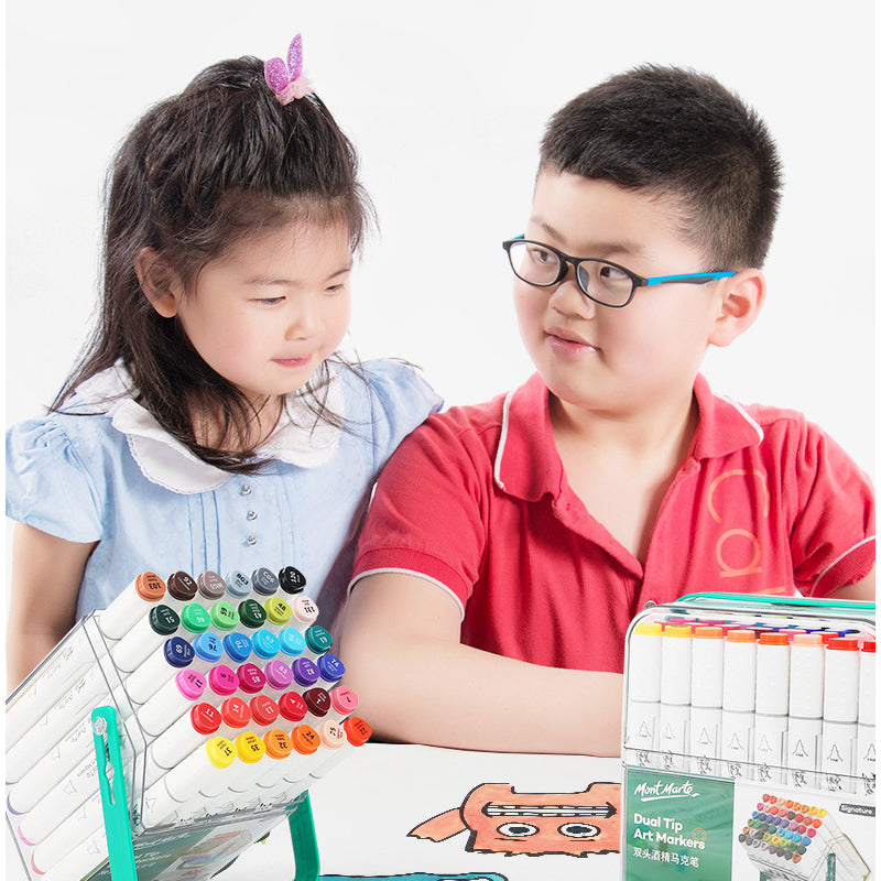 120-color alcohol-based markers with round handles, box